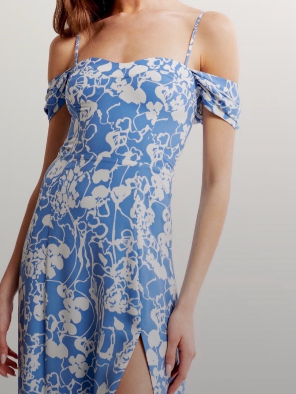 The Camille Off-The-Shoulder Maxi Dress Abercrombie & Fitch XL Floral Wedding - Picture 3 of 15
